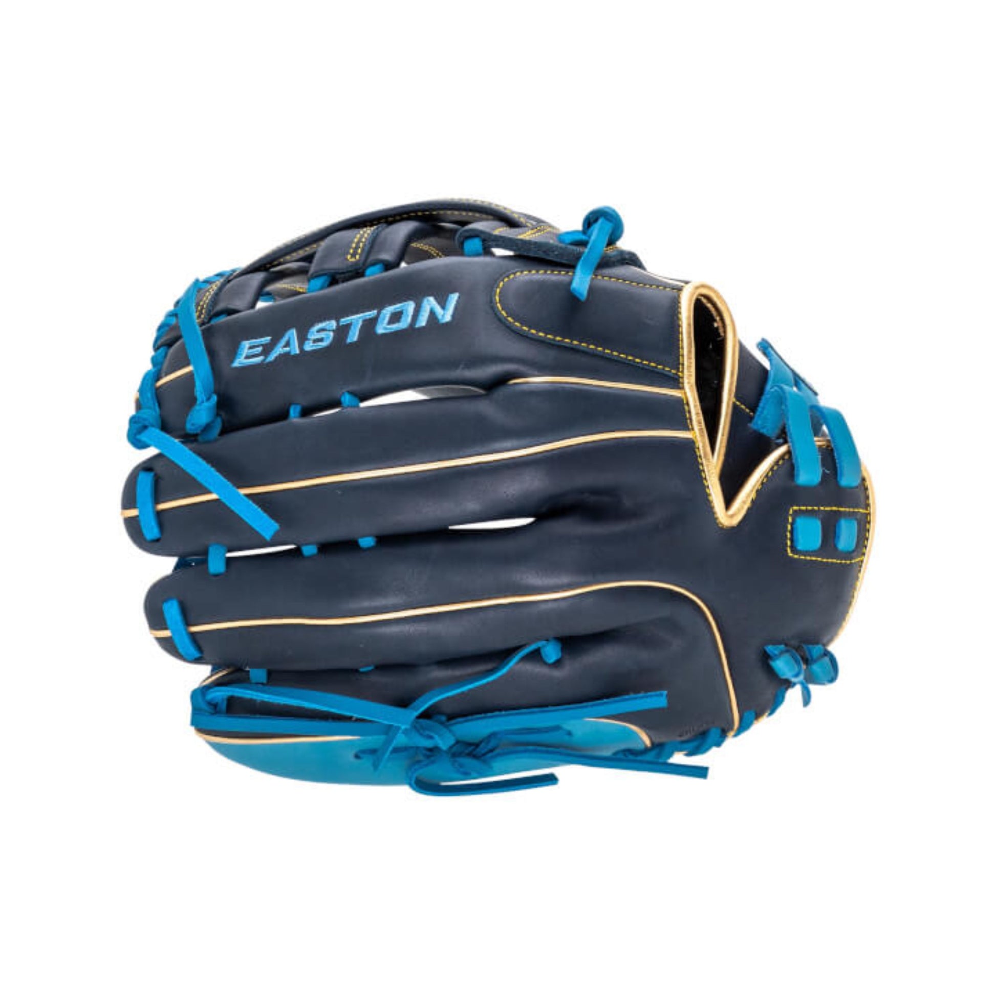 A photo of the Easton Tantrum Series 13" Slow Pitch Softball Glove  in colour black and blue.