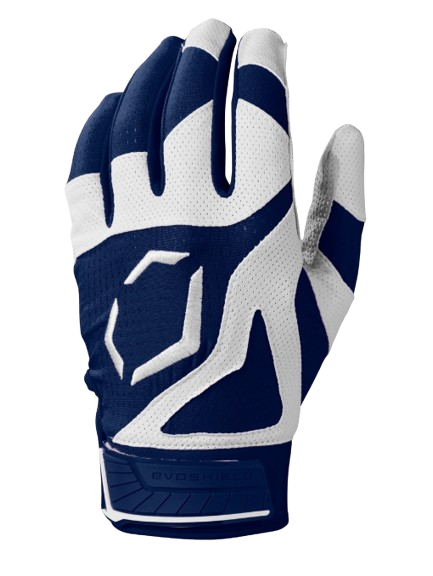 A photo of the Evoshield SRZ-1™ Adult Batting Gloves in colour navy and white.