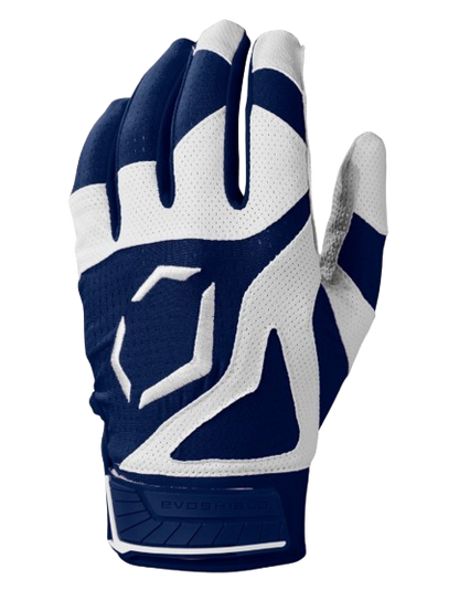 A photo of the Evoshield SRZ-1™ Adult Batting Gloves in colour navy and white.