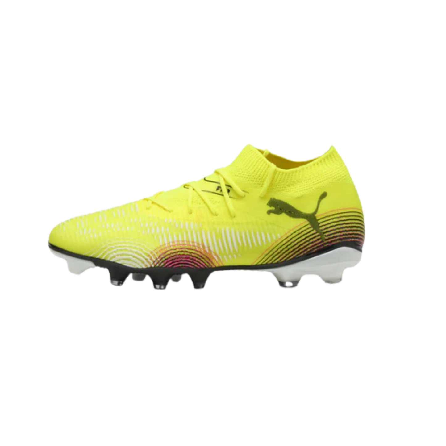 A photo of the Puma FUTURE 8 MATCH TT Men's Soccer Cleats in colour Yellow Alert and Black.