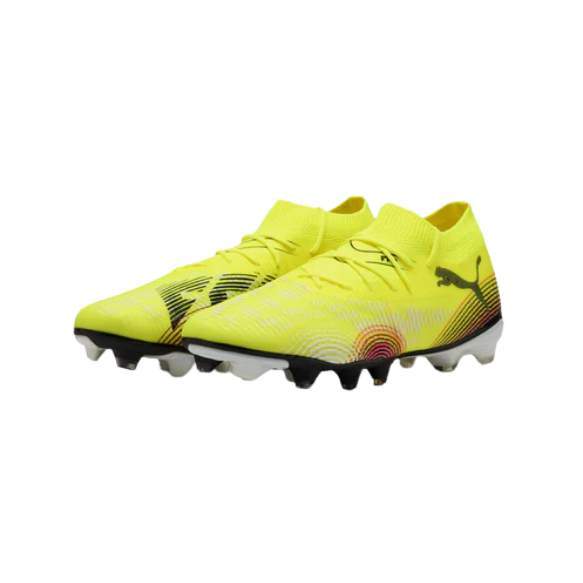 A photo of the Puma FUTURE 8 MATCH TT Men's Soccer Cleats in colour Yellow Alert and Black.