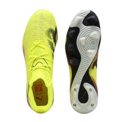 A photo of the Puma FUTURE 8 MATCH TT Men's Soccer Cleats in colour Yellow Alert and Black.