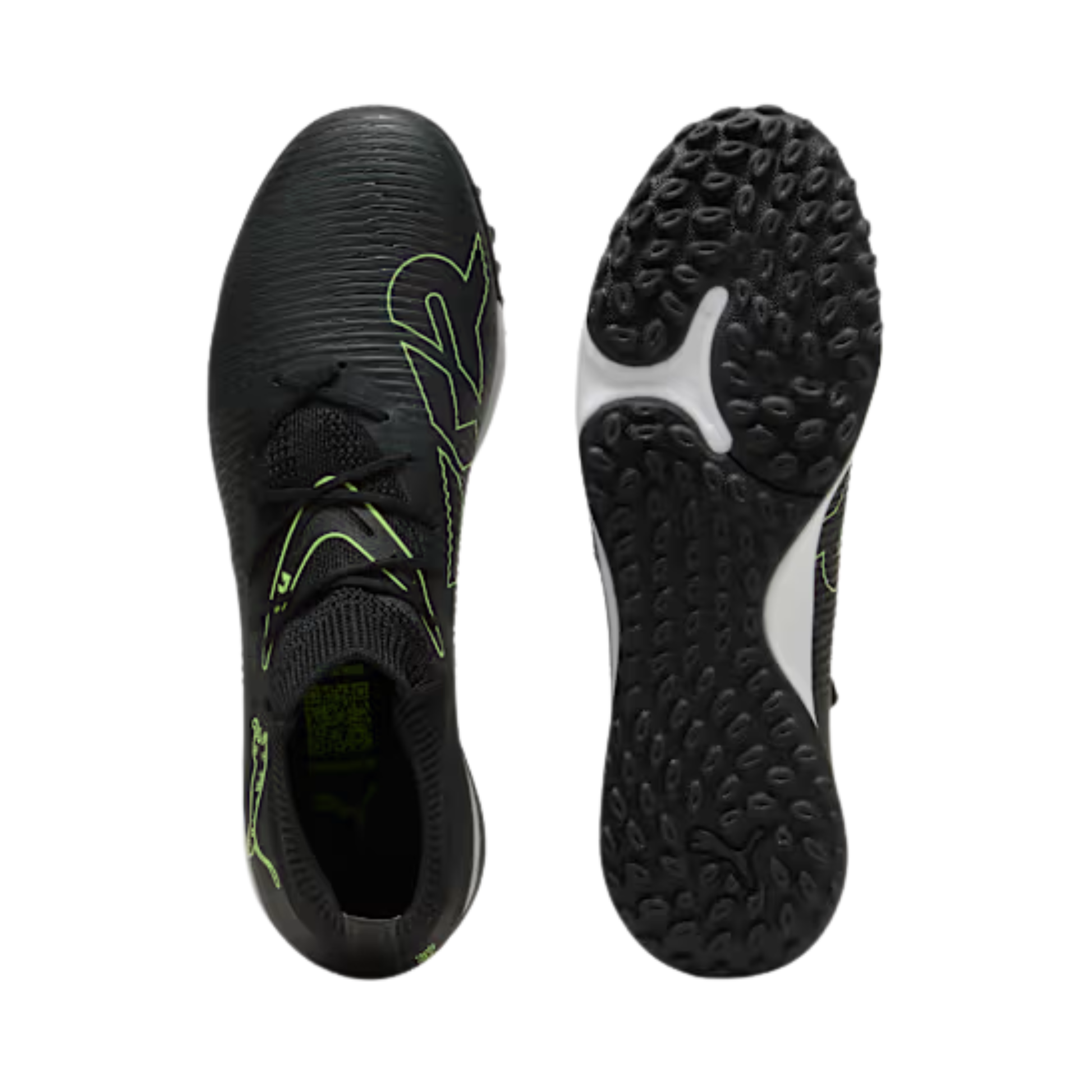 A photo of the Puma FUTURE 8 MATCH TT Men's Soccer Cleats in colour black and white.