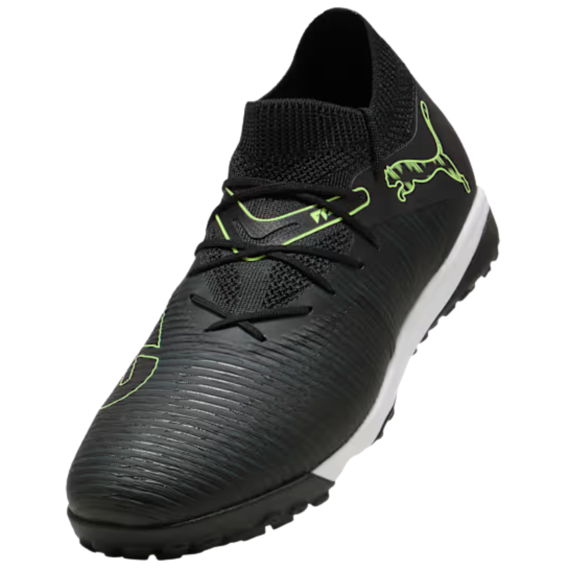 A photo of the Puma FUTURE 8 MATCH TT Men's Soccer Cleats in colour black and white.