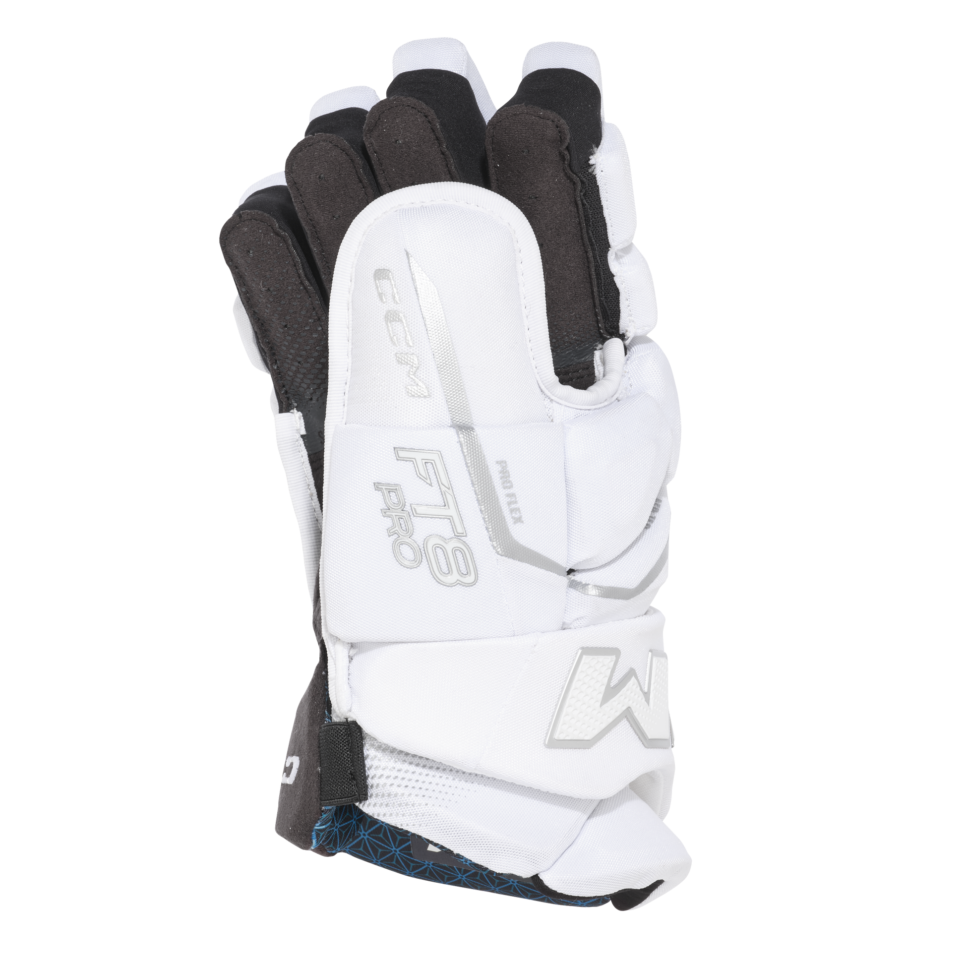 A photo of the CCM JetSpeed FT8 Pro Hockey Gloves - White Edition