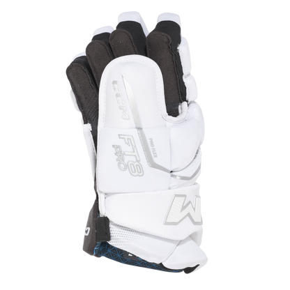A photo of the CCM JetSpeed FT8 Pro Hockey Gloves - White Edition