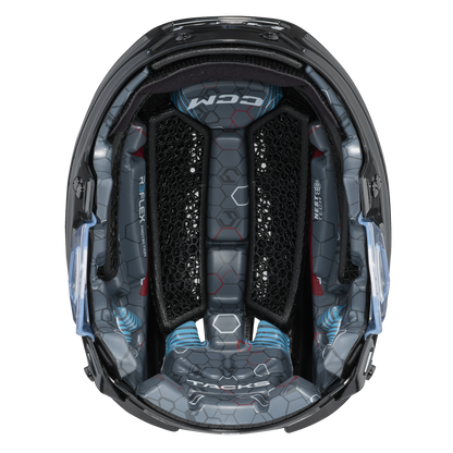A photo of the CCM Tacks 920 Senior Hockey Helmet in colour black. Inside of the helmet.