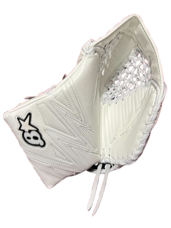 A photo of the Brian's Iconik 4 Senior Goalie Catcher in colour white. Front view.