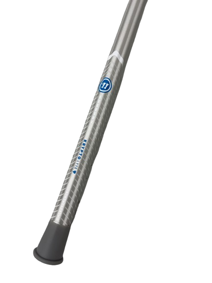 A photo of the Warrior EVO Warp Next Complete Lacrosse Stick in colour silver. Base end profile view.