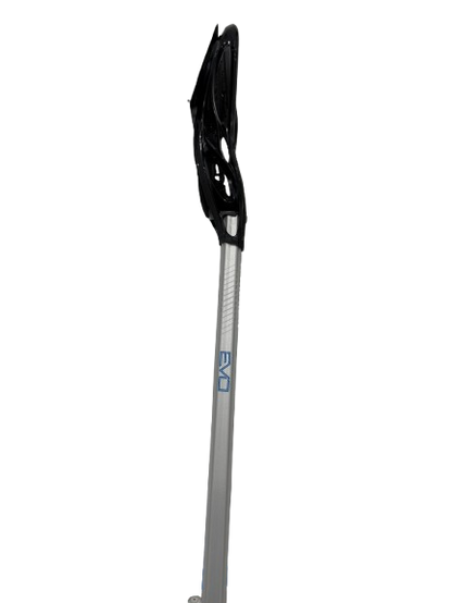 A photo of the Warrior EVO Warp Next Complete Lacrosse Stick in colour silver. Side profile.