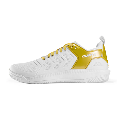 A photo of the Knapper AK6 v1 Hockey Shoes in colour white and gold.