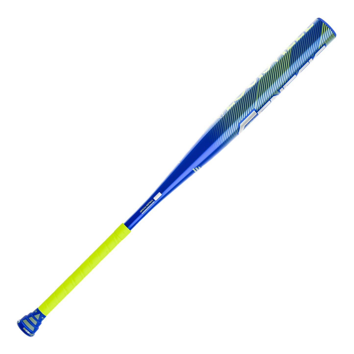 A photo of the Louisville Slugger Genesis 1PC Endload Slo-Pitch Bat in colour blue and yellow.