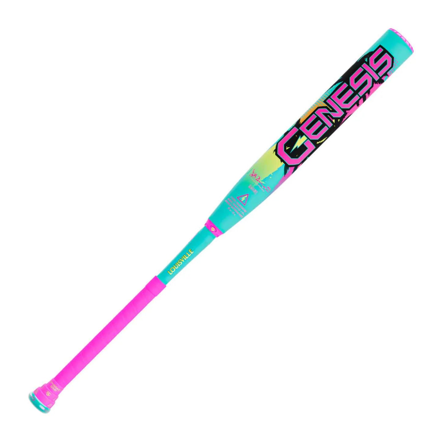 Louisville Slugger 2026 Genesis Scott Hartling 2PC Endload USSSA Slo-Pitch Bat in colour blue and pink.