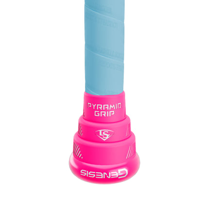 A photo of the Louisville Slugger 2026 Genesis "Ice Cream" 2PC Balance USSSA Bat in colour beige, pink and blue.