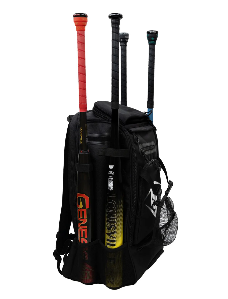 A photo of the Louisville Slugger Genesis Backpack in colour black.