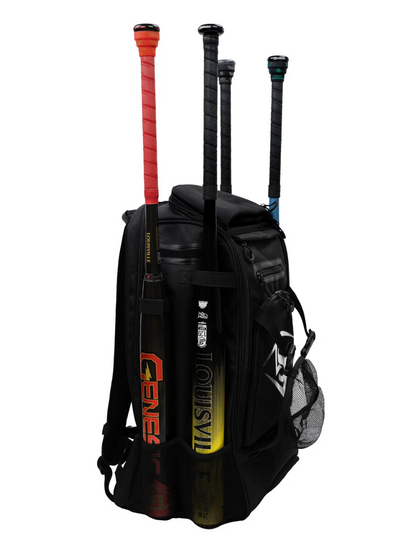 A photo of the Louisville Slugger Genesis Backpack in colour black.