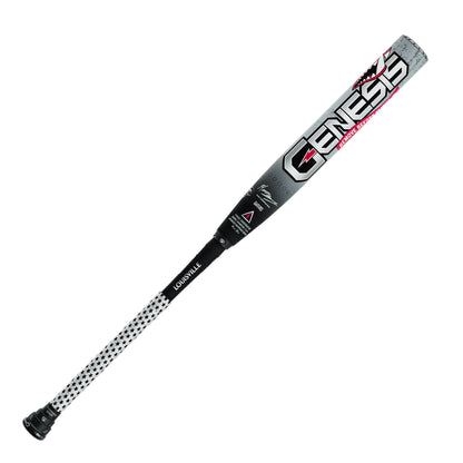 A photo of the Louisville Slugger 2026 Genesis Matt Brady 2 Piece Maxload 12" Slo-Pitch Bat in colour black and white.