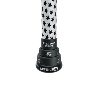 A photo of the Louisville Slugger 2026 Genesis Matt Brady 2 Piece Maxload 12" Slo-Pitch Bat in colour black and white.