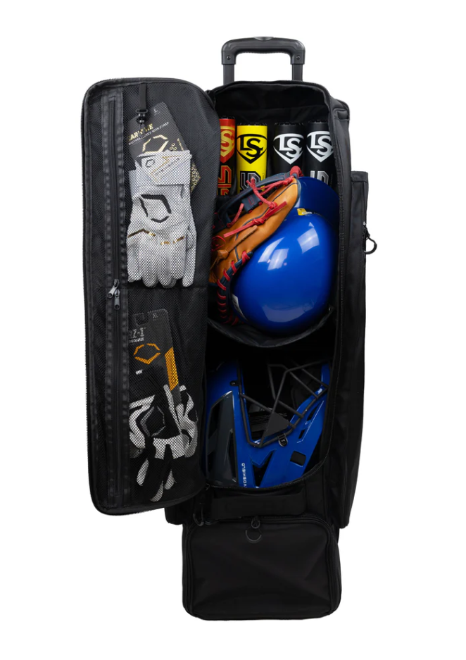 A photo of the Louisville Slugger Genesis Wheeled Bag in colour black.
