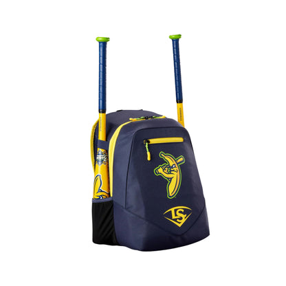 A photo of the Louisville Slugger Savannah Bananas Powerized Stick Pack in colour navy and yellow.