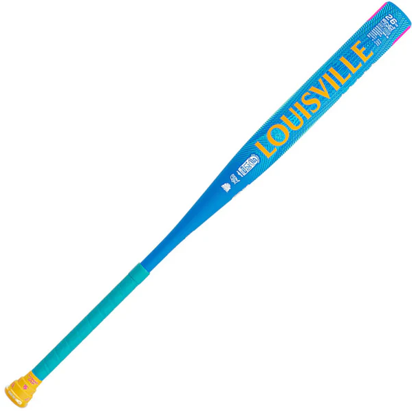 A photo of the Louisville Genesis 1 Piece LTM USSSA Endload Slo-pitch Softball Bat (2026) in colour blue, with yellow logo.