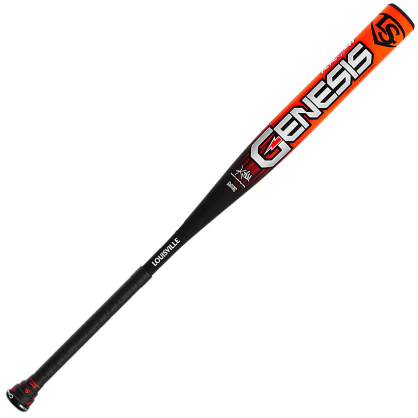 A photo of the Louisville Slugger 1PC KK41 Powerload Slo-Pitch Bat (2026) in colour red and black.