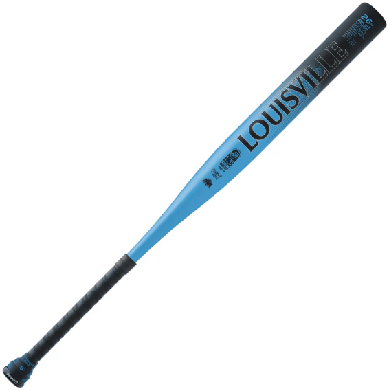 A photo of the Louisville Slugger 2025 Genesis Tyler Marshburn 1PC Endload Slo-Pitch Bat in colour blue and black.