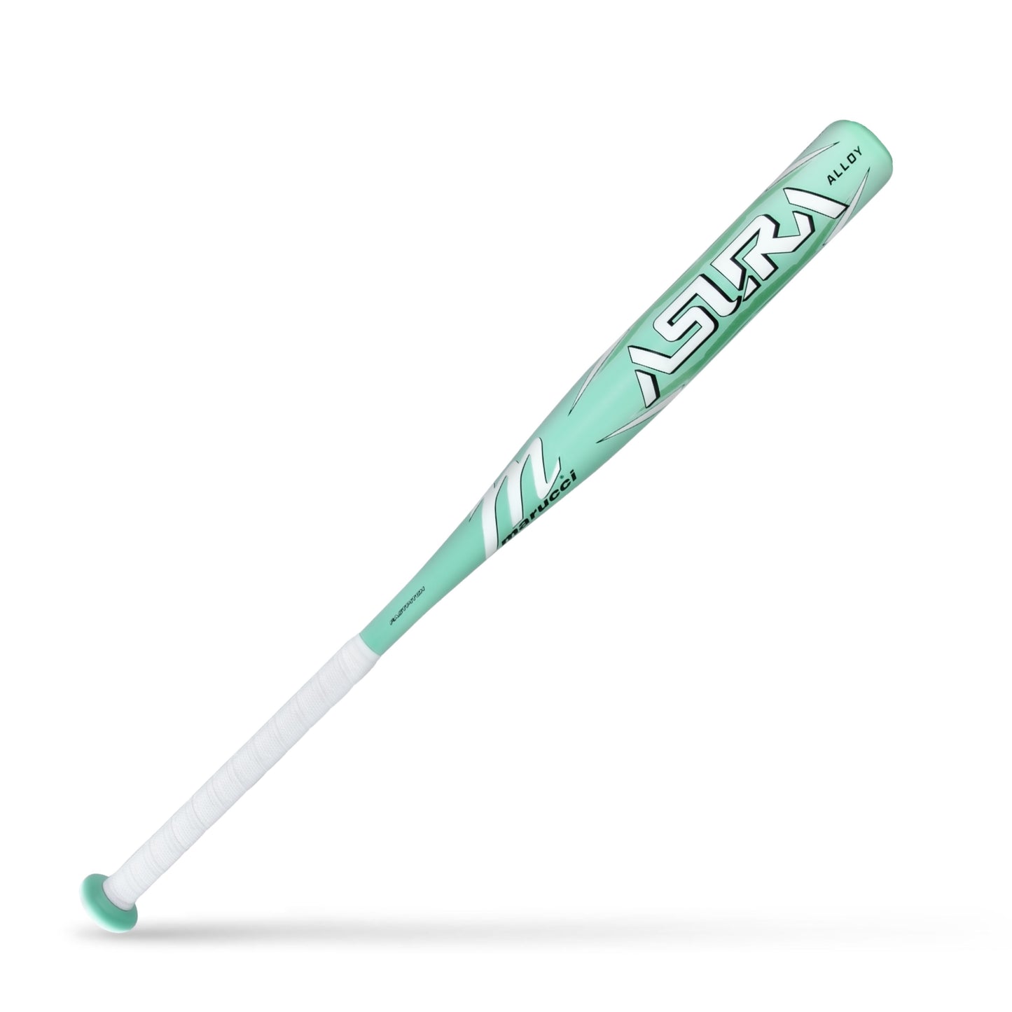 A photo of the Marucci Asura Alloy (-12) Baseball Bat in  colour green and white, with white ASURA writing.