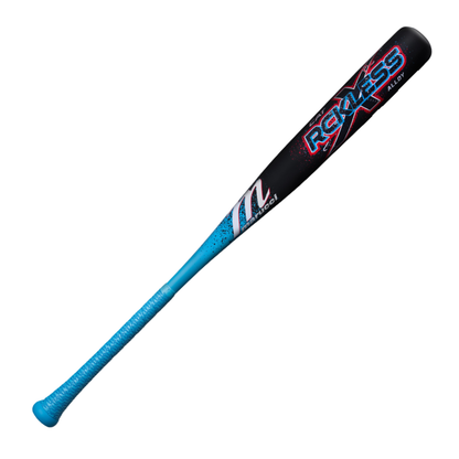 A photo of the Marucci CatX RCKLESS (-3) BBCOR Baseball Bat in colour black and blue.