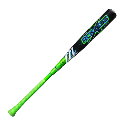 A photo of the Marucci CatX RCKLESS (-3) BBCOR Hybrid Baseball Bat in colour black and green.