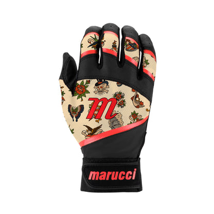 A photo of the Marucci Foxtrot Tee Ball Batting Gloves in colour red.