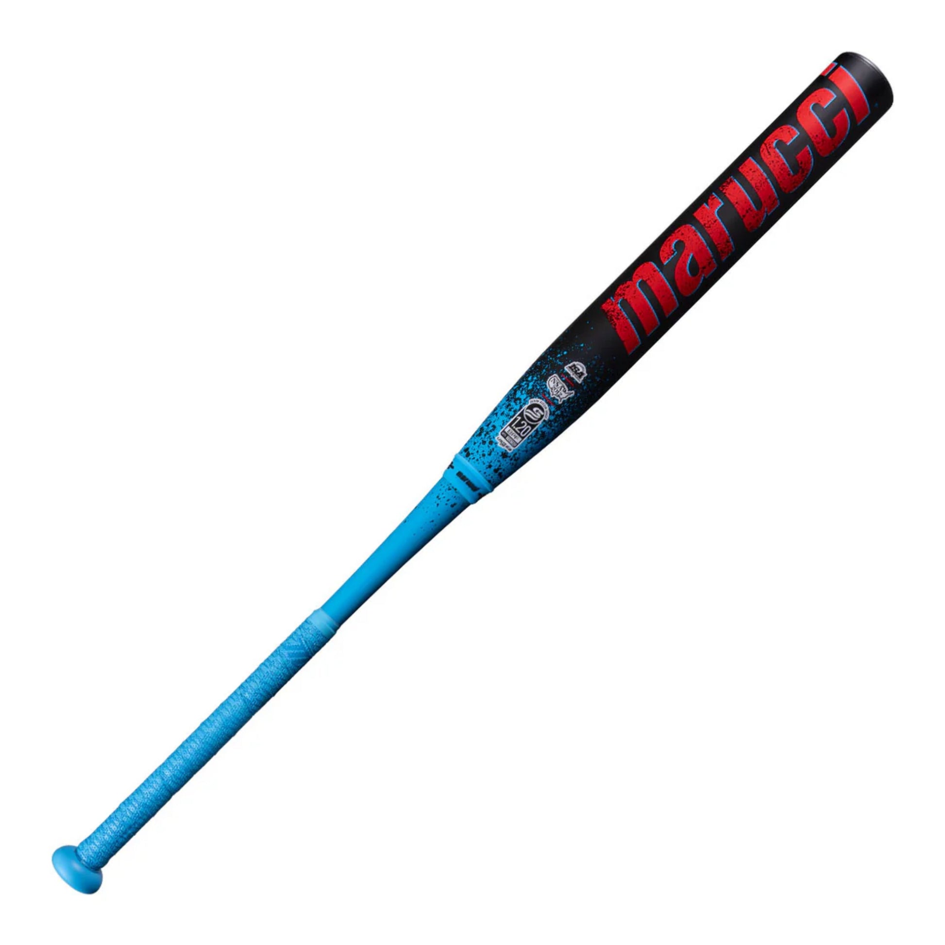 A photo of the Marucci RCKLESS Green Loaded 12.75" Slo-pitch Bat in colour black and blue.