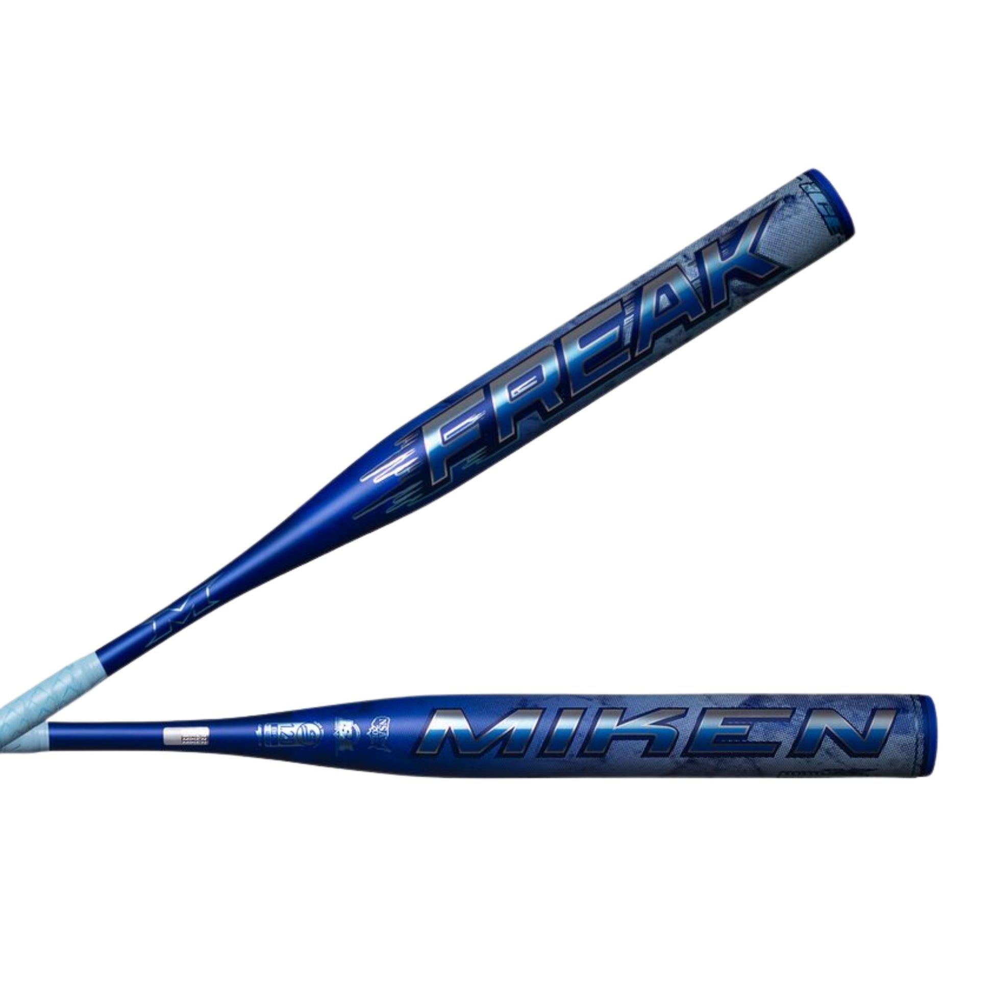 A photo of the Miken Freak Ice 1-PC Maxload 12.75" USSSA Slo-pitch Bat (2026) in colour blue.