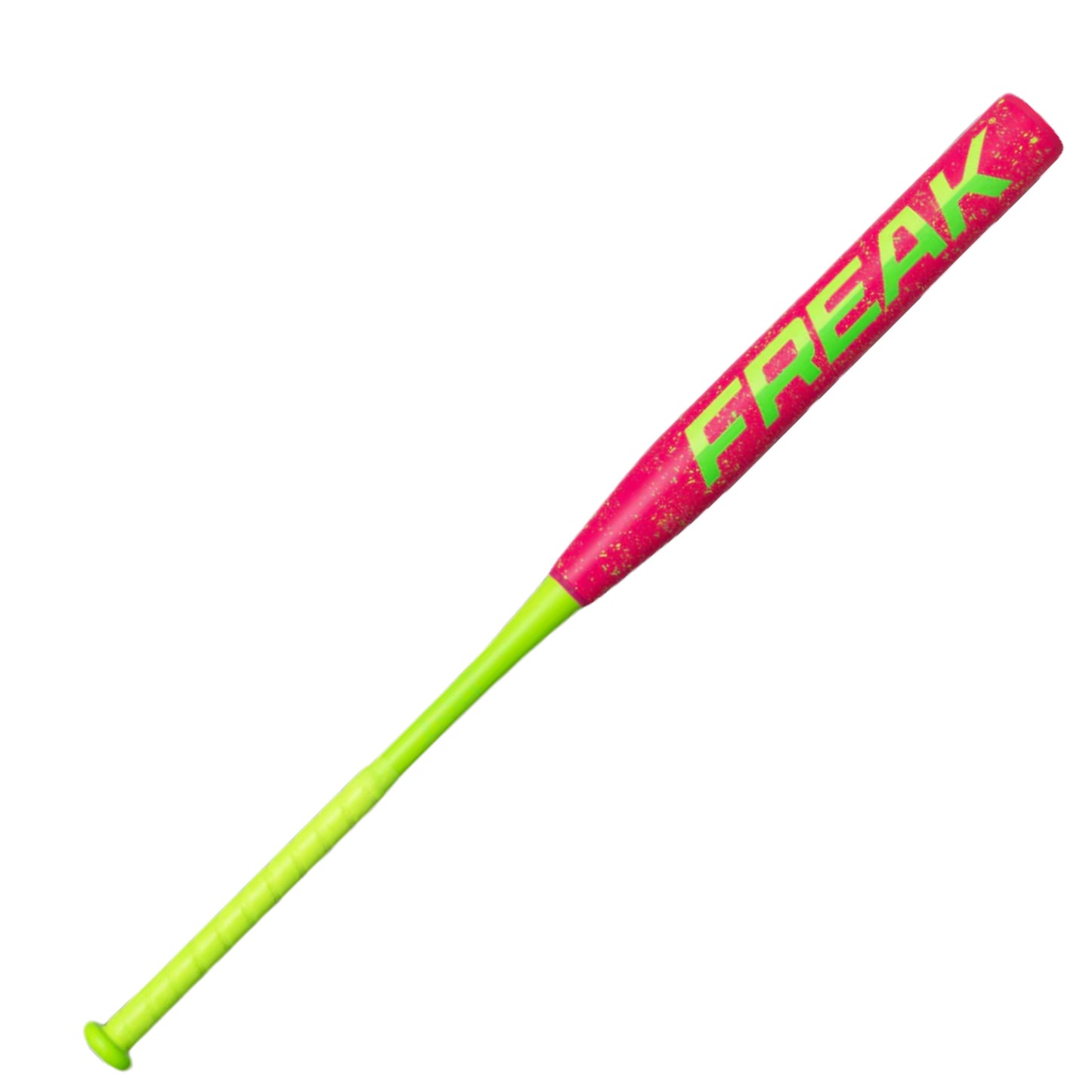 A photo of the Miken Freak Splatter 13.5" Balanced USSSA Slo-Pitch Softball Bat in colour red and green.