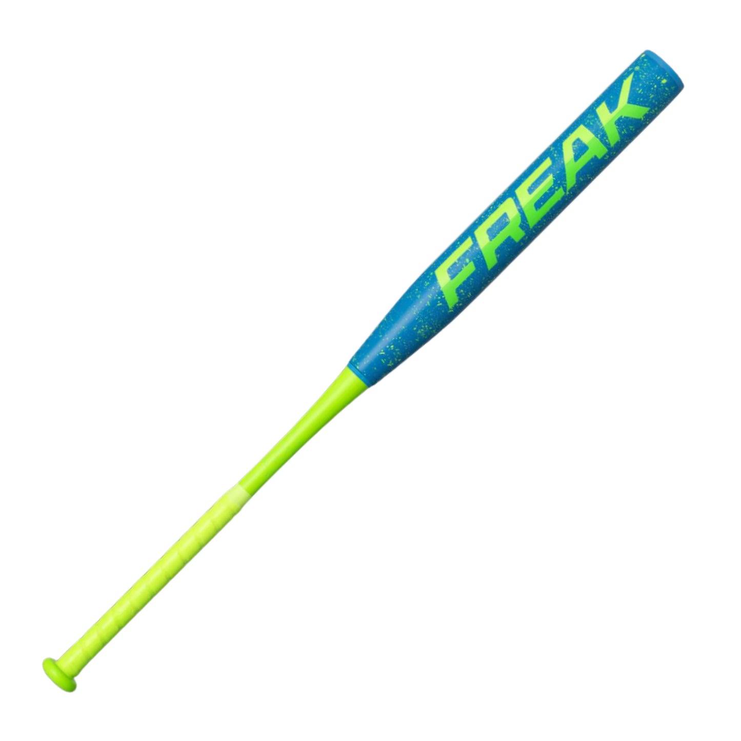 A photo of the Miken Freak Splatter 13.5" Maxload USSSA Slo-Pitch Softball Bat  in colour teal and green.