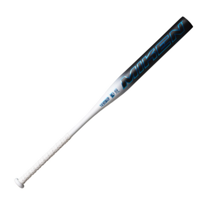 A photo of the Miken KP23 One-Piece Maxload - 12.75" Barrel Slo-Pitch Bat in colour white and black.
