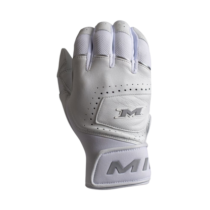 A photo of the Miken Ultra Pro Slo-pitch Batting Gloves in colour white.