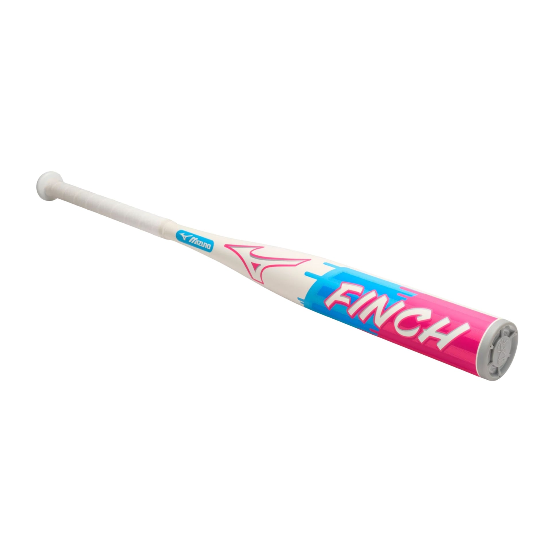 A photo of the Mizuno Finch 26 Fastpitch (-13) Baseball Bat in colour white, red and blue.