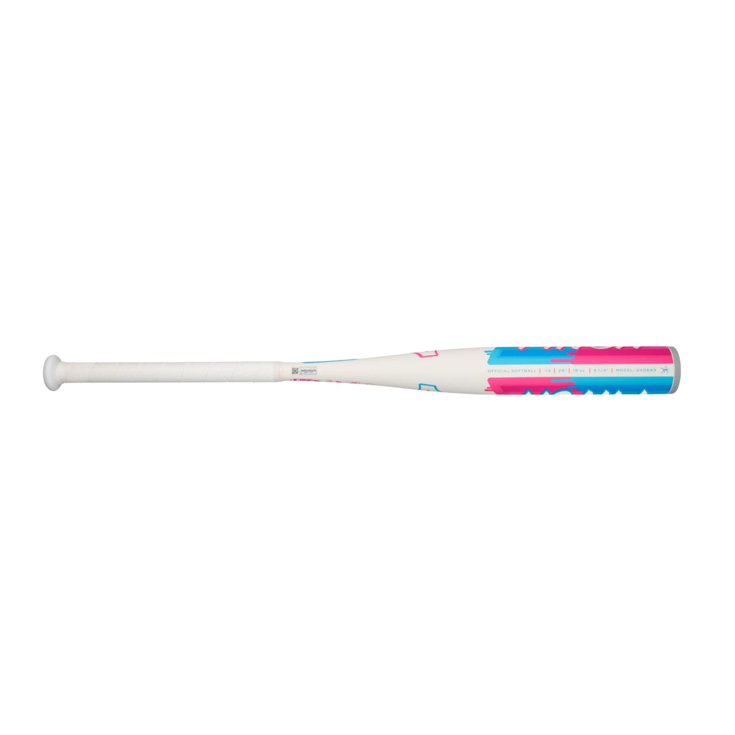 A photo of the Mizuno Finch 26 Fastpitch (-13) Baseball Bat in colour white, red and blue.