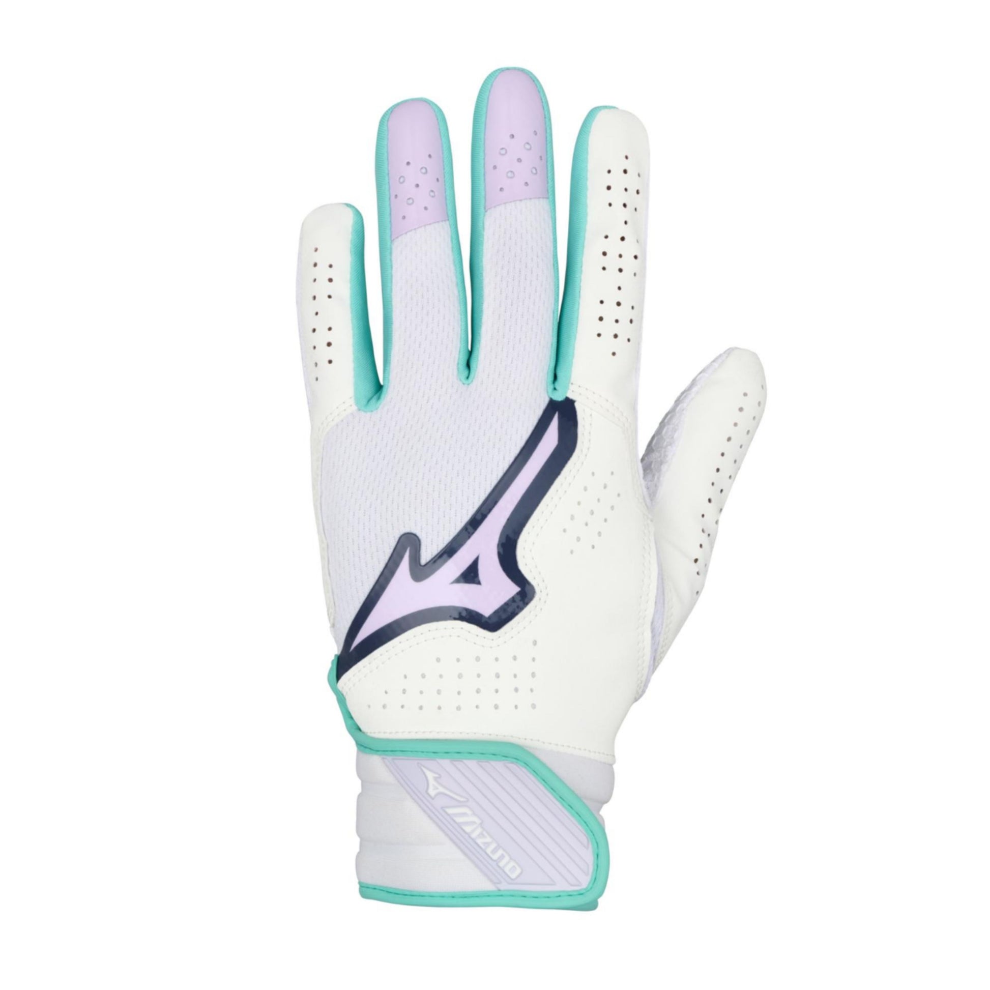 A photo of the Mizuno Finch Adult Softball Batting Glove in colour White