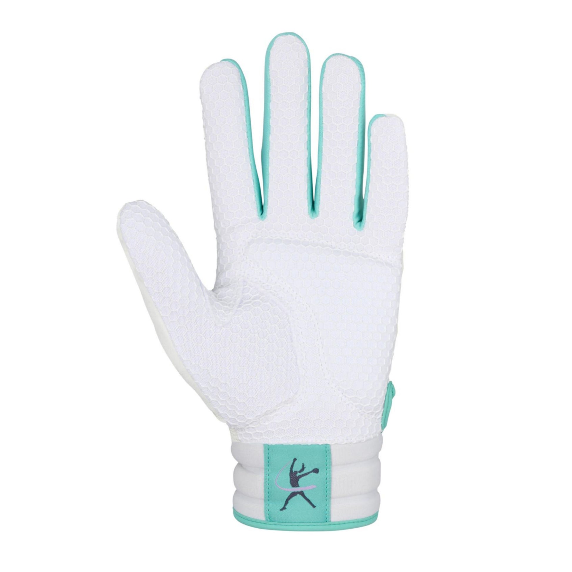 A photo of the Mizuno Finch Adult Softball Batting Glove in colour blue and white.