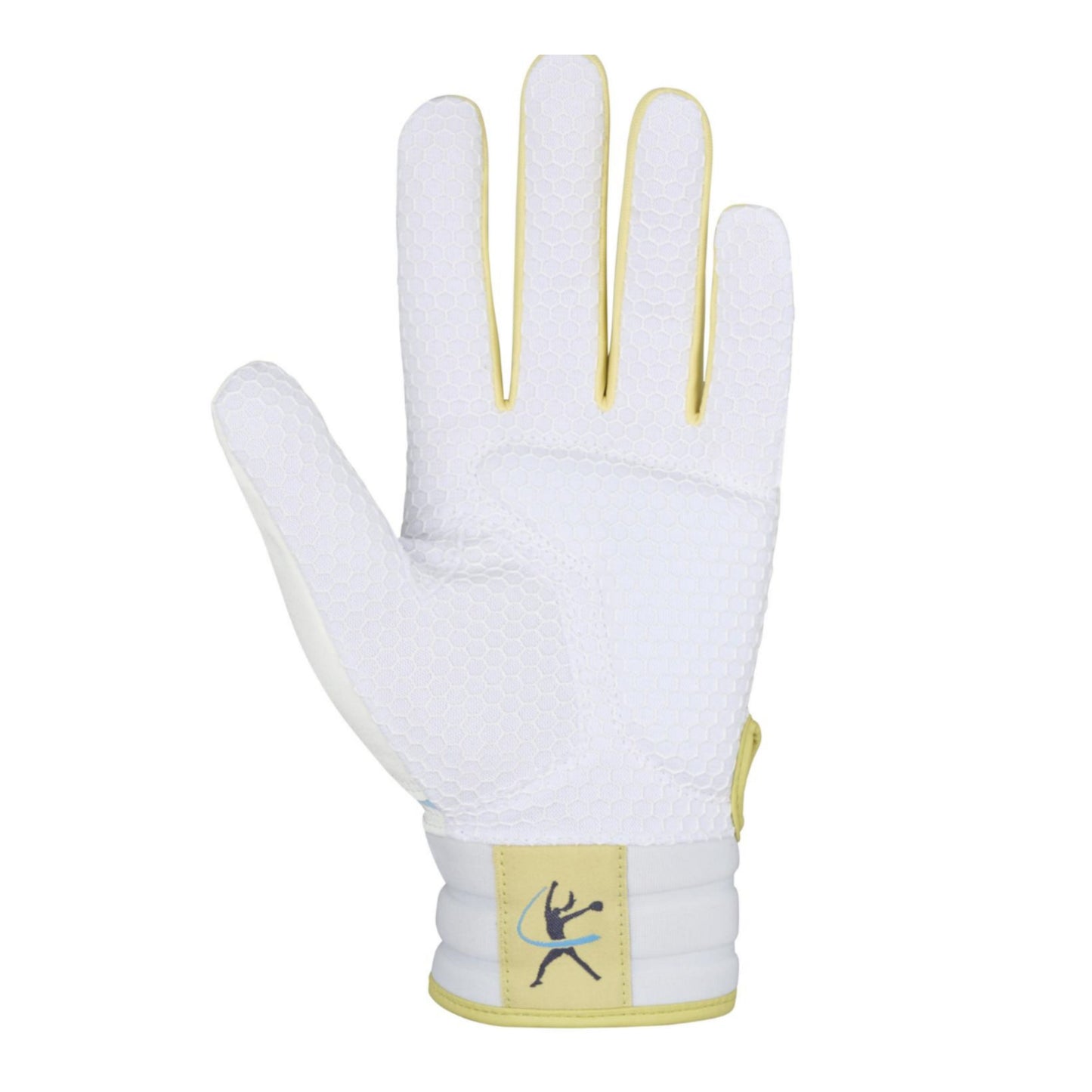 A photo of the Mizuno Finch Adult Softball Batting Glove in colour white, blue, pink.