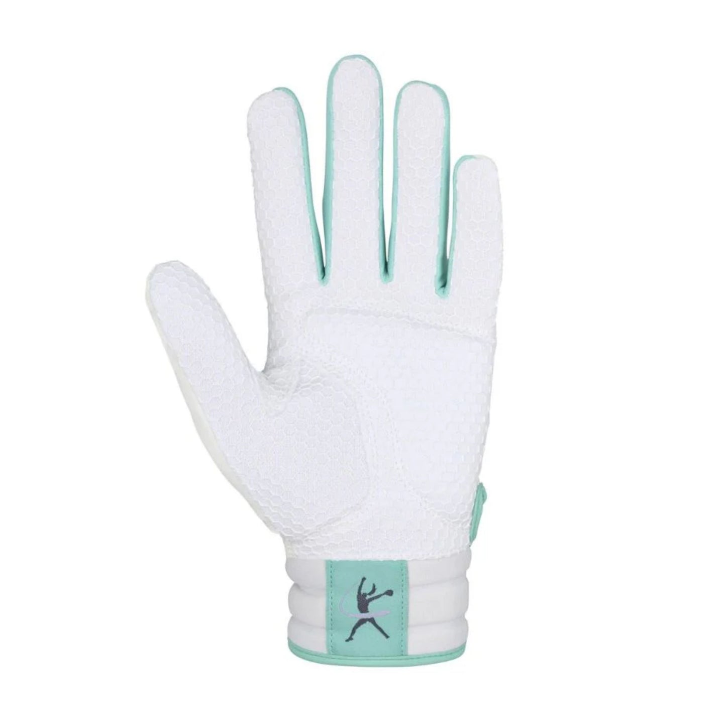 A photo of the Mizuno Finch Softball Youth Batting Gloves in colour white and lavendar purple.