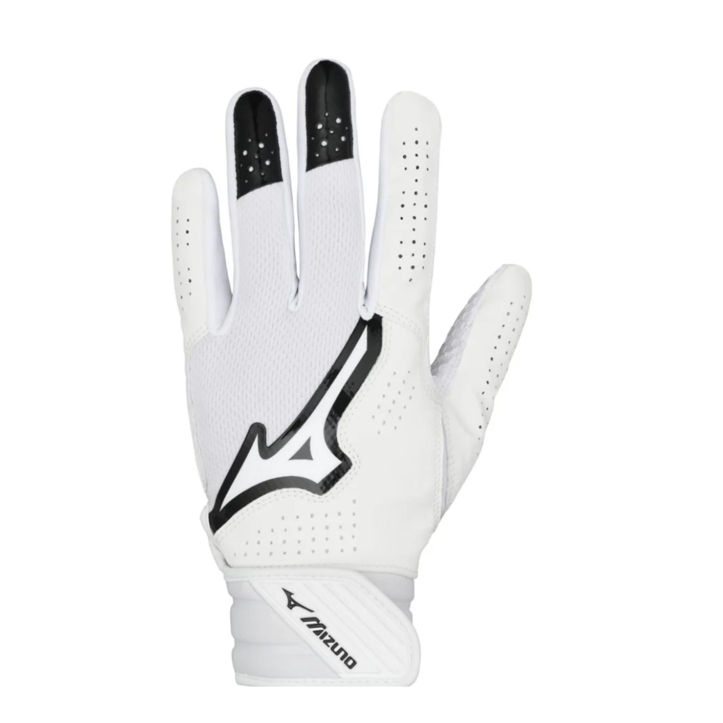 A photo of the Mizuno Finch Softball Youth Batting Gloves in colour white and black.