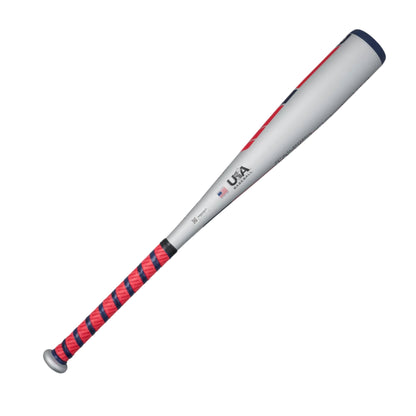 A photo of the Mizuno Hot Metal Big Barrel (-12) T-Ball Baseball Bat in colour grey, blue and red.