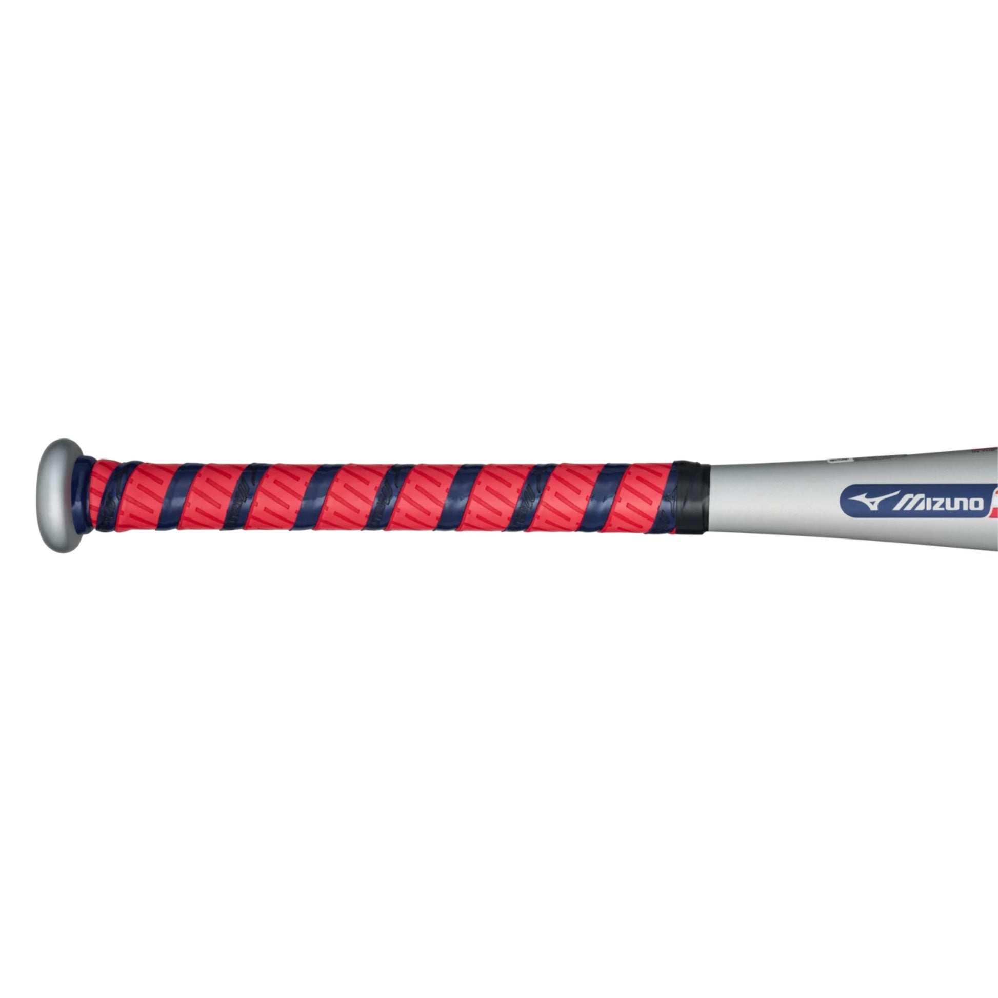 A photo of the Mizuno Hot Metal Big Barrel (-12) T-Ball Baseball Bat in colour grey, blue and red.