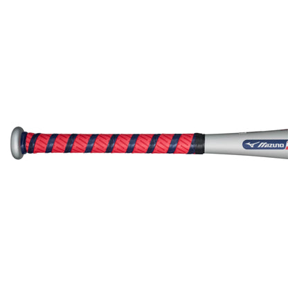 A photo of the Mizuno Hot Metal Big Barrel (-12) T-Ball Baseball Bat in colour grey, blue and red.