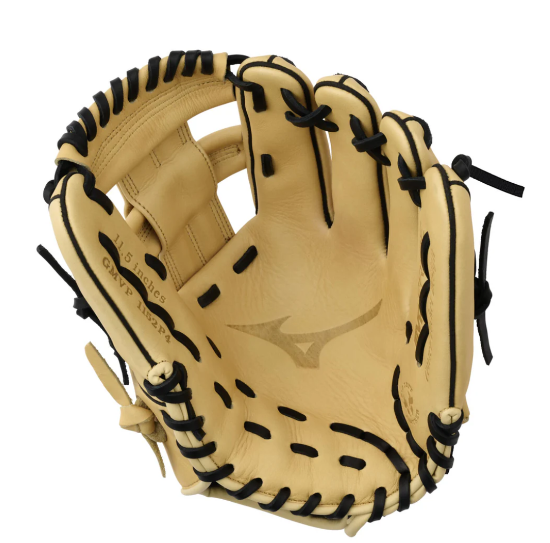 A photo of the Mizuno MVP Prime 11.5 Fielders Baseball Glove in colour tan and black.