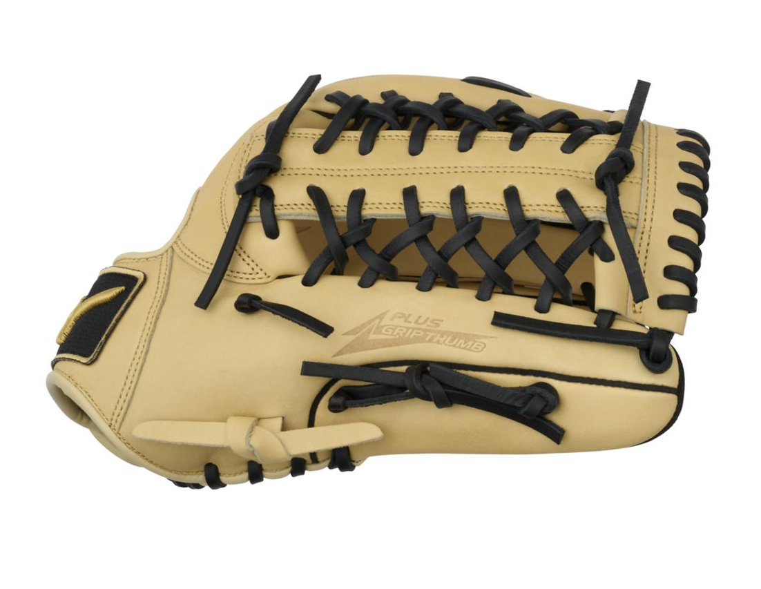 A photo of the Mizuno MVP Prime 12.75 Fielders Baseball Glove in colour tan and black.
