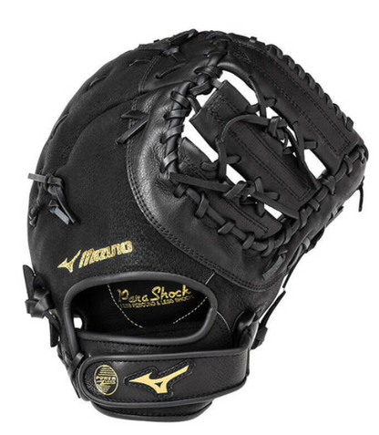 A photo of the Mizuno Gxf102 Prospect 12.5" Youth First Base Baseball Glove. Back of the RHT glove in colour black.